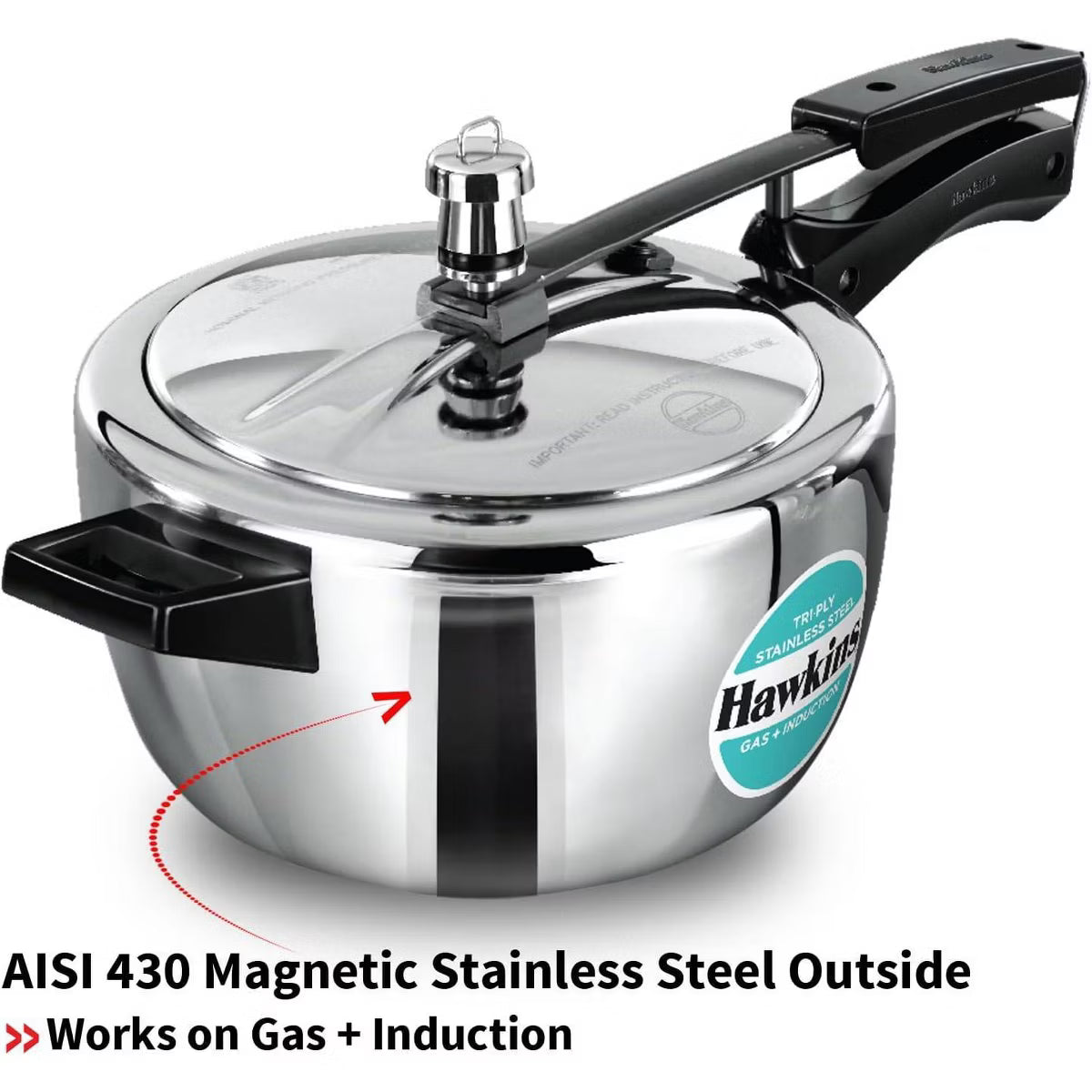 Pressure Cooker – 3.5L Triply Pressure Cooker Inner Lid Cooker – Silver