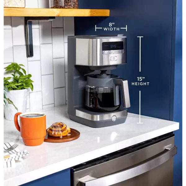 Drip Coffee Maker – 12 Cup Drip Coffee Maker with Adjustable Keep Warm Plate – Gray And Silver