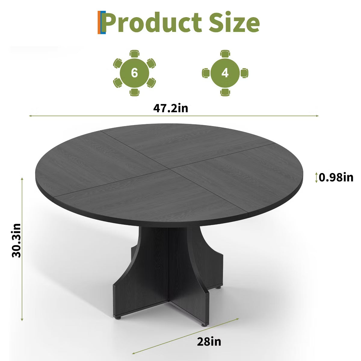 Dining Table – Culinvaro 47" Round Dining Table for 4-6, Rustic Farmhouse