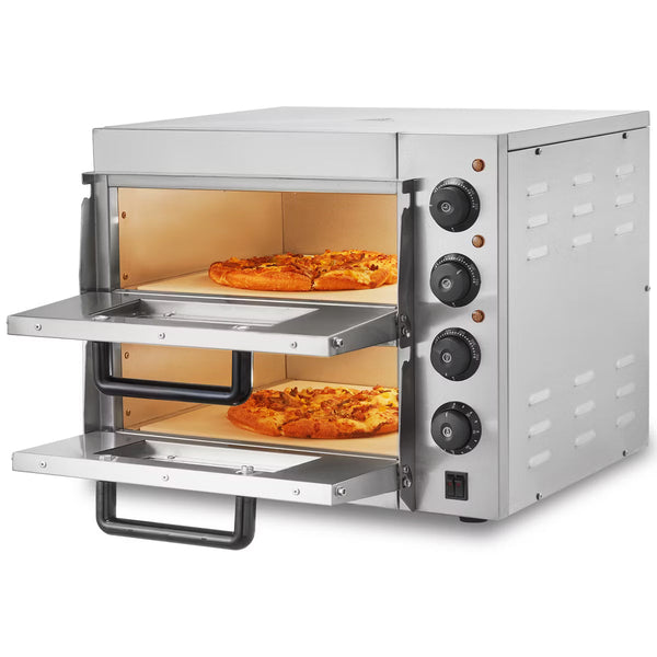 Pizza Oven – Pizza Oven Countertop, 14" Double Deck Layer – Silver