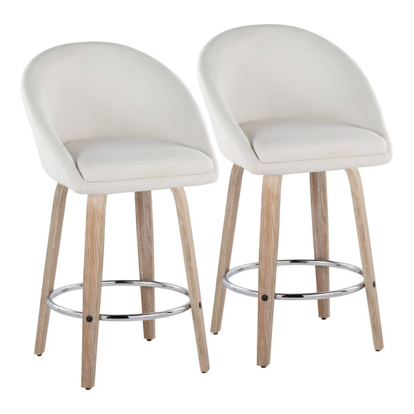 Lumisource Set of 2 Matisse 26" Fixed Height Counter Stools In Whitewashed Wood/Cream Fabric