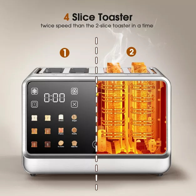Toaster – 4 Slice Smart Touchscreen Toaster – White