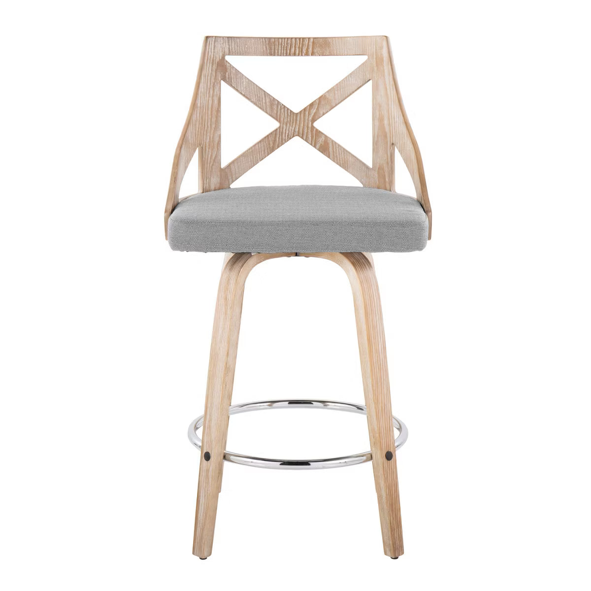 Set of 2 Charlotte Counter Height Barstools White Wash/Light Gray