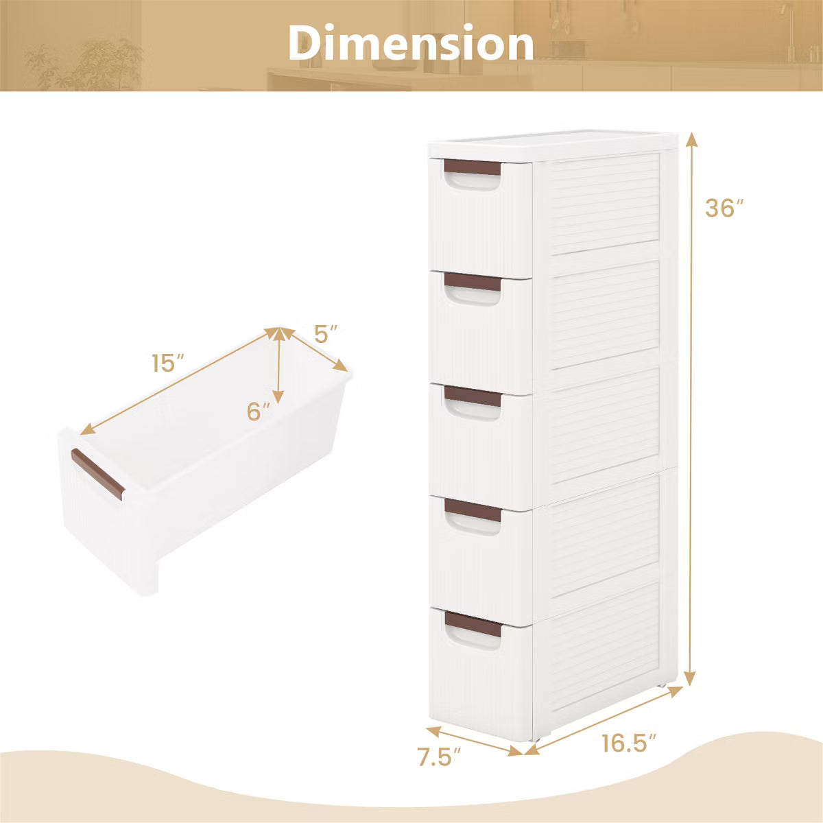 Storage Cabinet – Culinvaro 2PCS 5-Drawer Narrow Rolling Storage Cabinet w/ Pull Handles Built-in Wheels