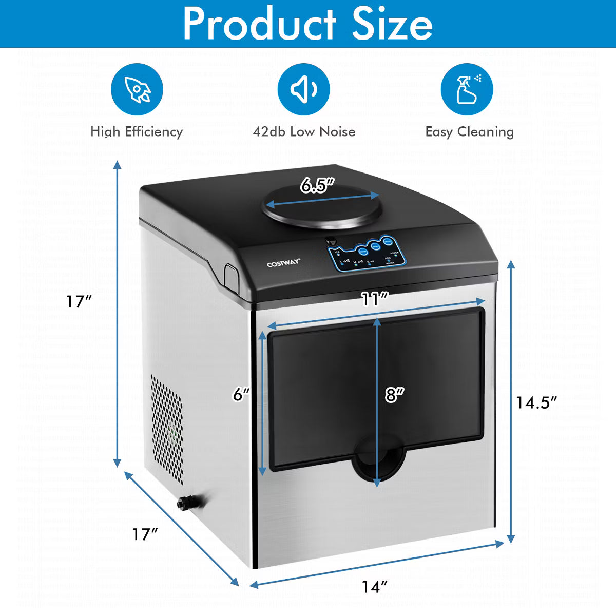 Ice Maker – 2-in-1 Countertop Ice Maker Water Dispenser – Silver
