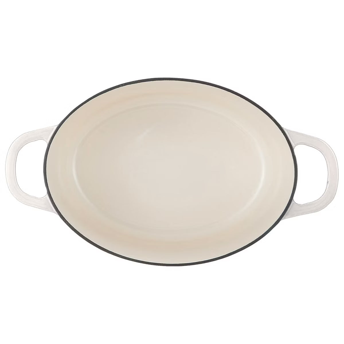 Dutch Oven – 7 Quart Oval Enameled Cast Iron Dutch Oven in Linen with Handle – White