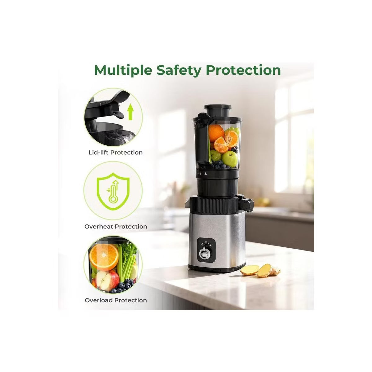 Juicer – Slow Masticating Juicer, 4.4 – Black
