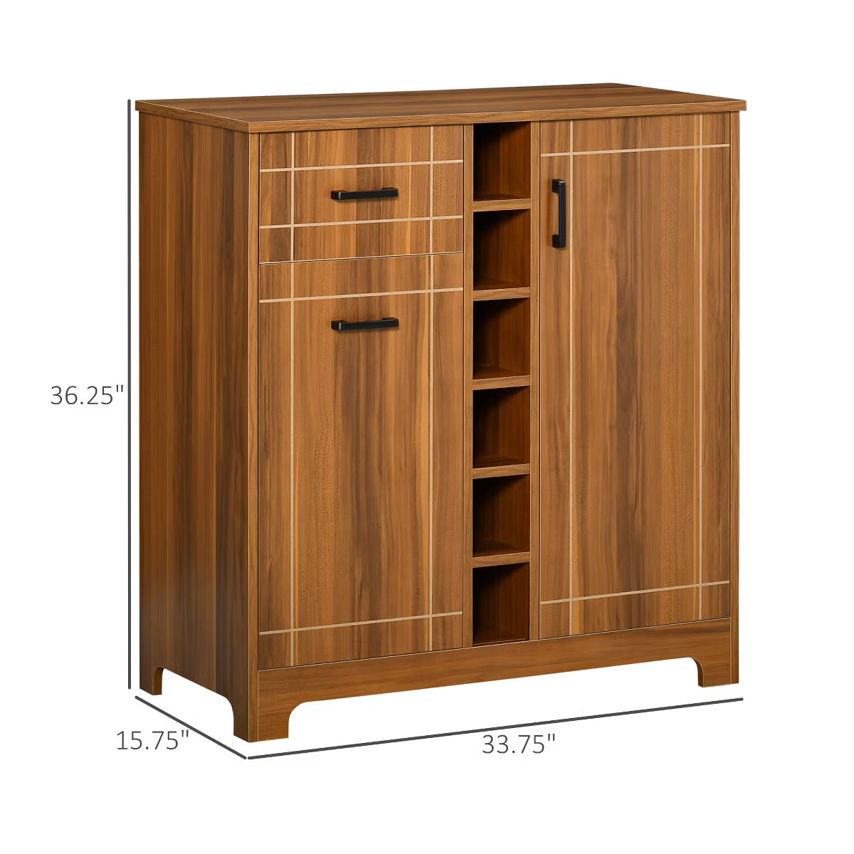 Wine Cabinet – Culinvaro Retro Wine Cabinet for 6 Bottles, Wine Rack Sideboard Serving Bar with Glass Holders and 1 Drawer, Brown