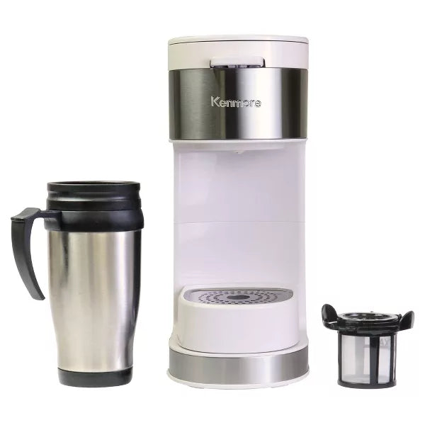 Single-Serve Coffee Maker – Single Serve Coffee Maker with Travel Mug – White