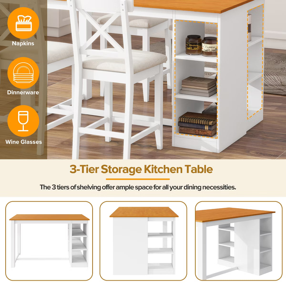 Dining Set – Culinvaro 5 Piece Farmhouse Counter Height Dining Table Set Dining Set