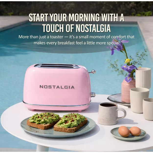 Toaster – Classic Retro 2-Slice Toaster – Pink