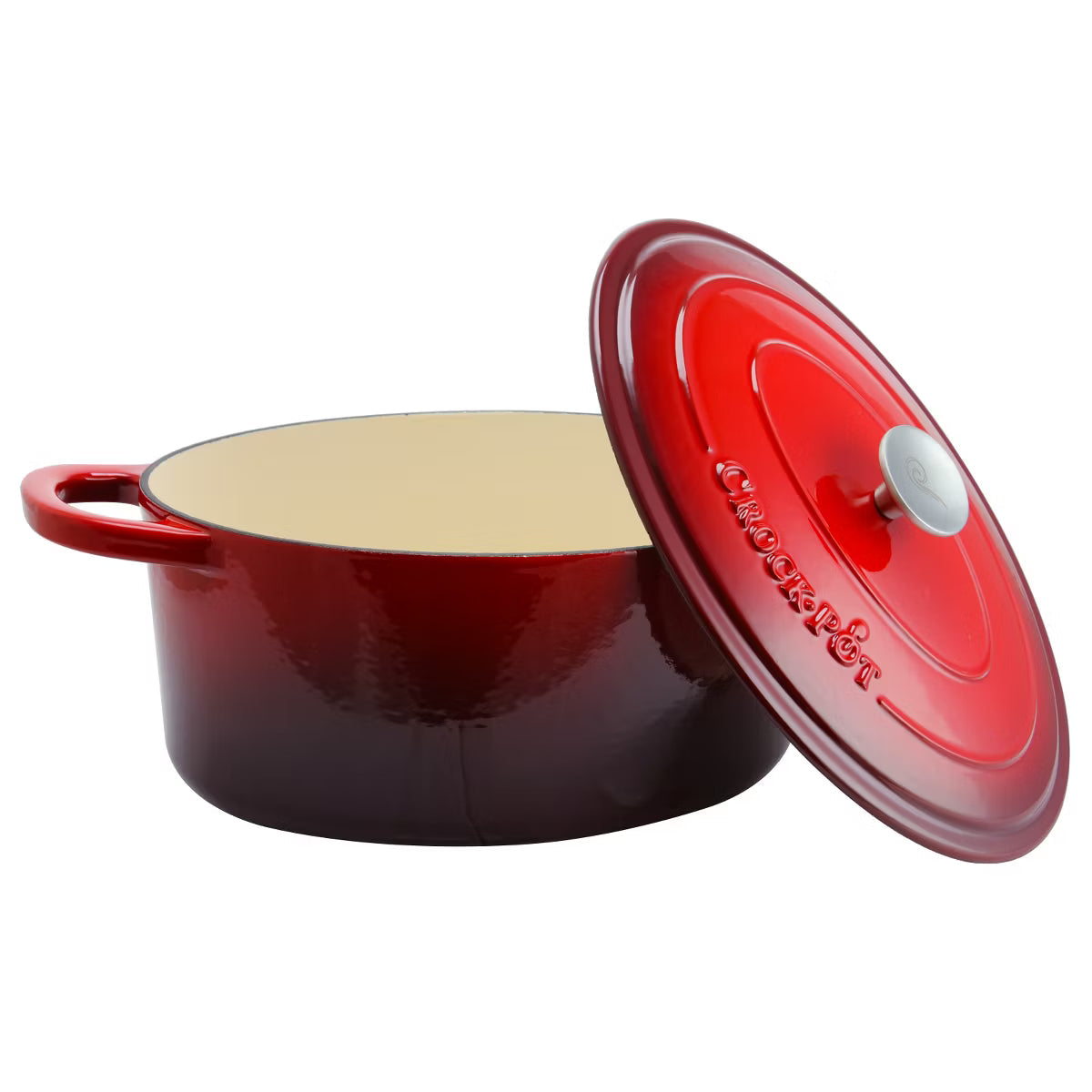 Dutch Oven – 7 Quart Oval Enameled Cast Iron Dutch Oven in Scarlet – Red