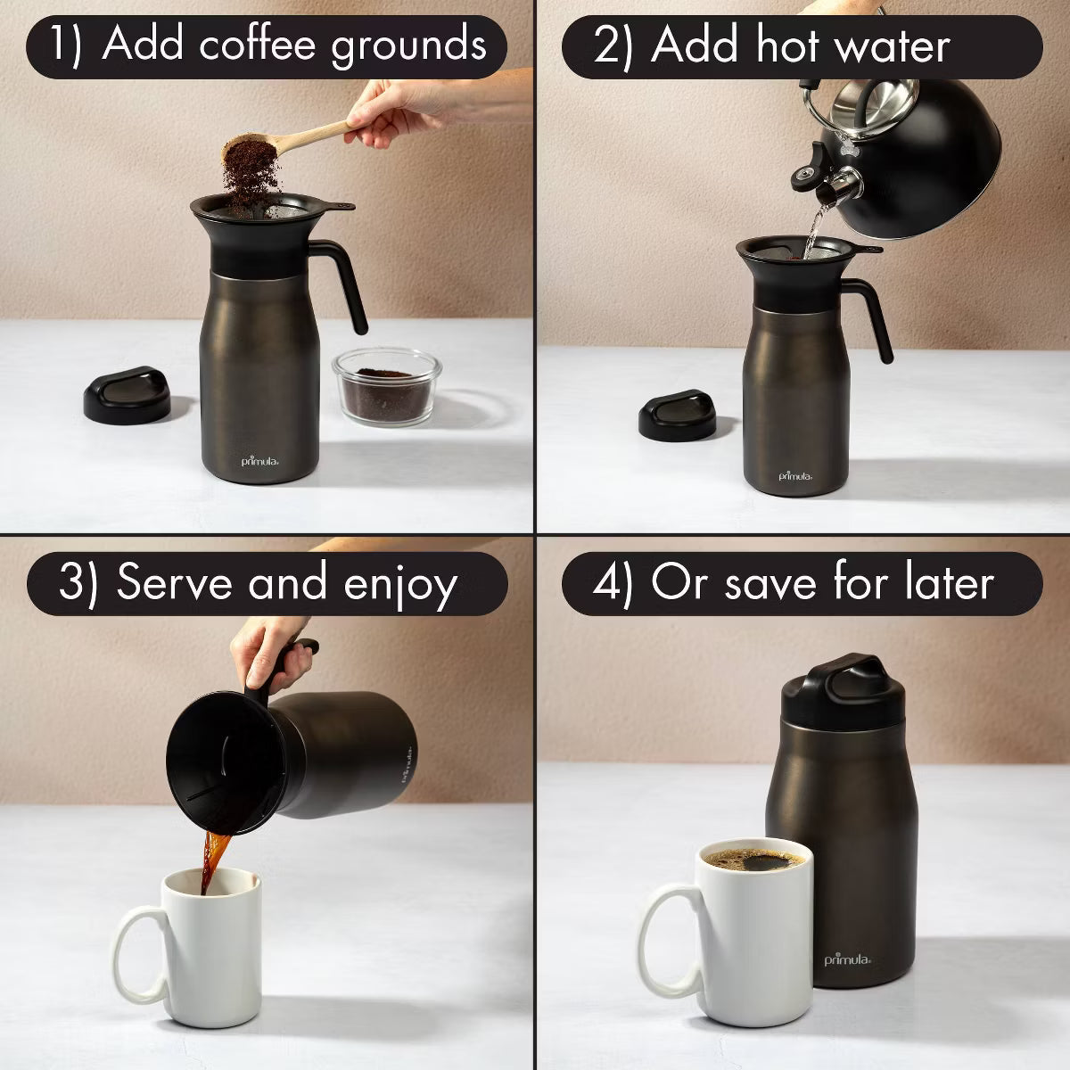 48oz Stainless Steel Insulated Pour Over Coffee Maker with Filter