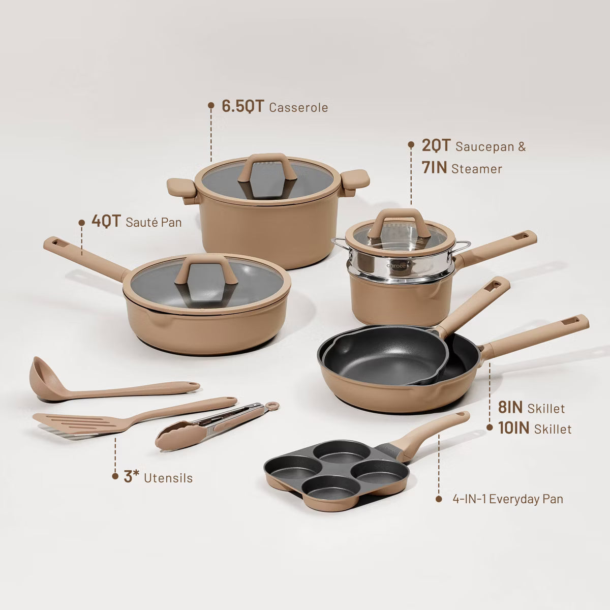 Cookware Set – 21pc Nonstick Cookware Set Taupe – Taupe