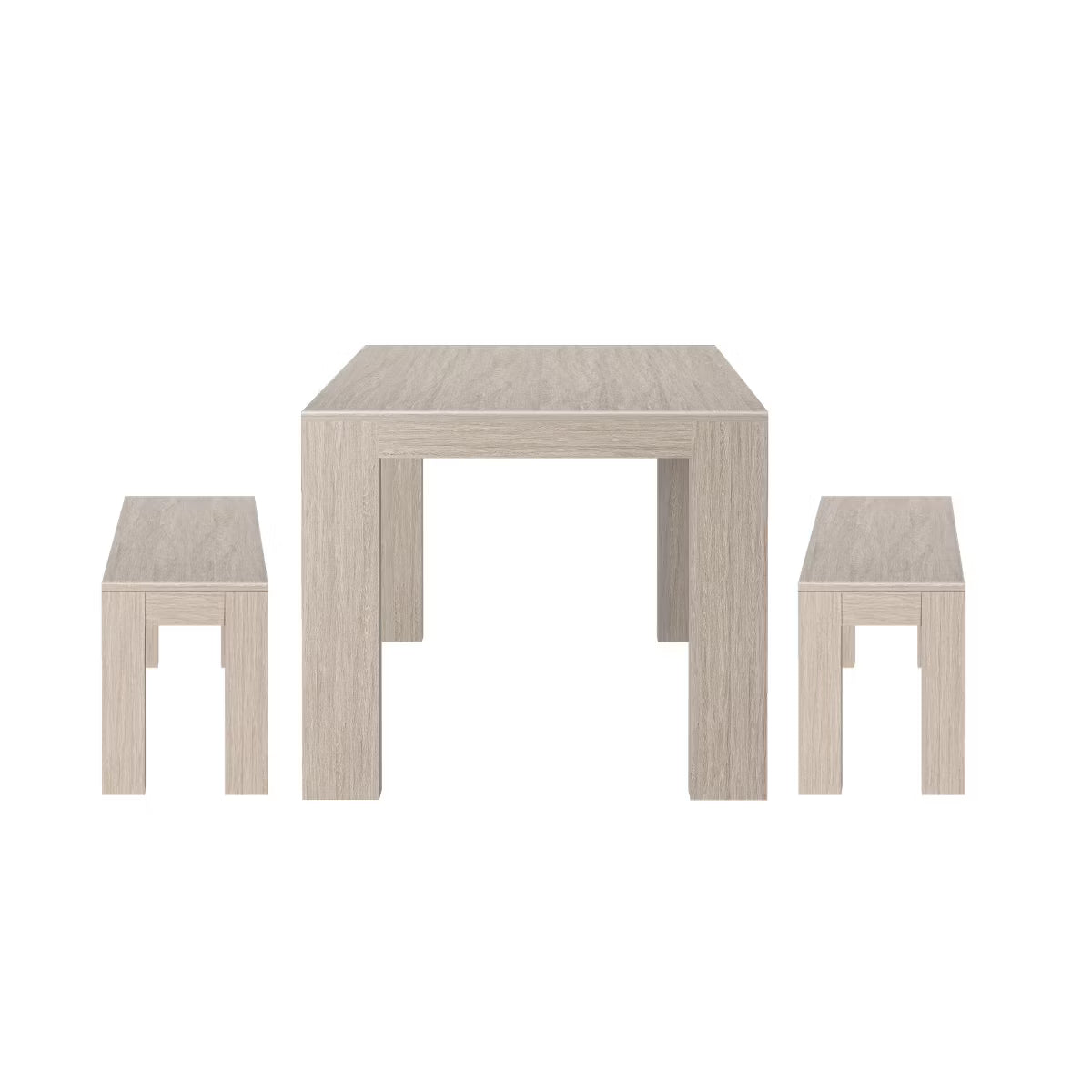 Solid Wood Modern Dining Table Set with 2 Benches for 6