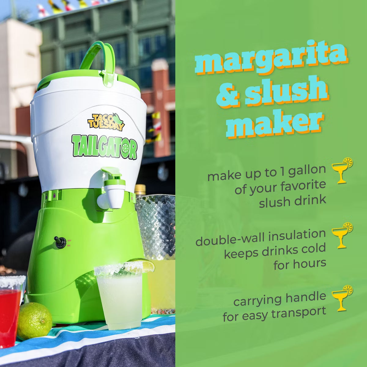 Frozen Drink Maker – 1-Gallon AC/DC Tailgater Party Frozen Beverage & Slush Machine – White
