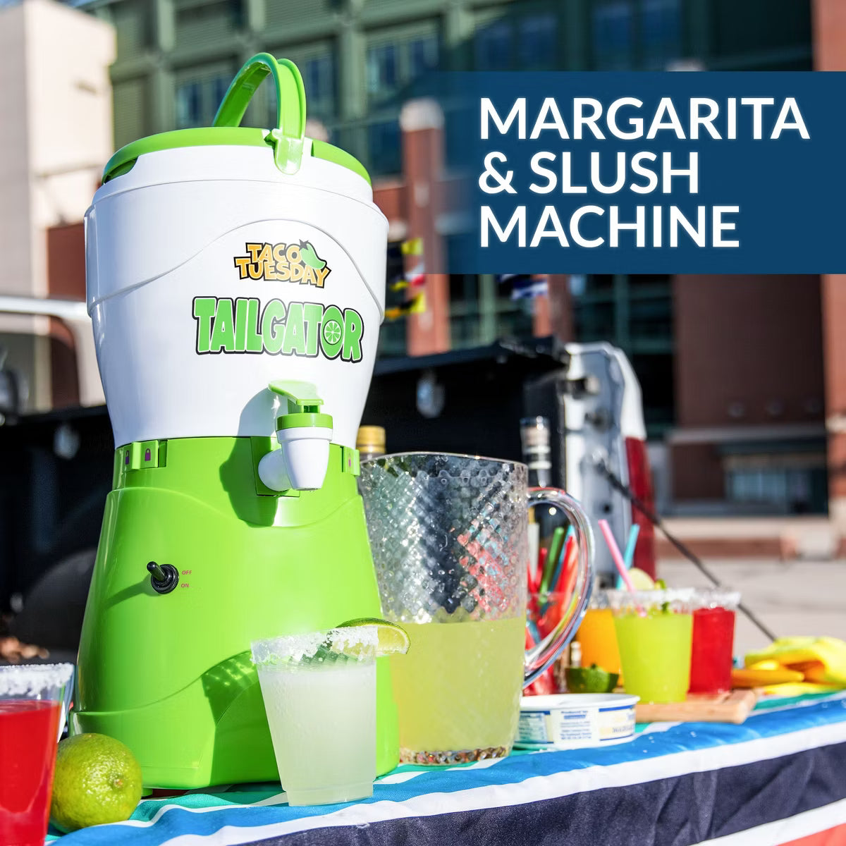 Frozen Drink Maker – 1-Gallon AC/DC Tailgater Party Frozen Beverage & Slush Machine – White