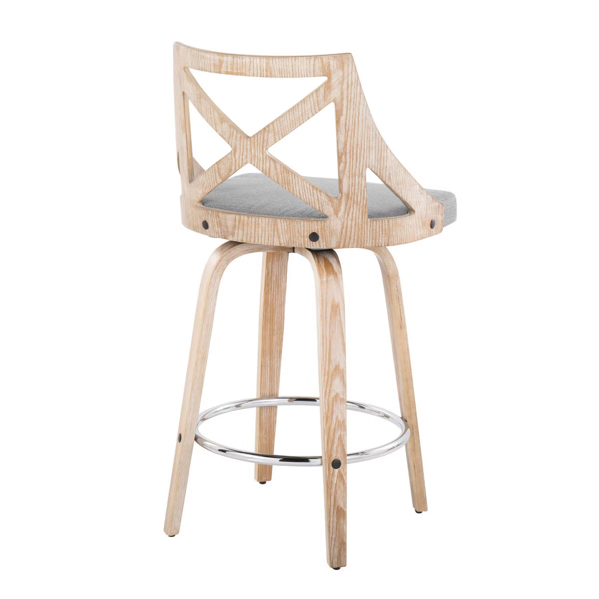 Set of 2 Charlotte Counter Height Barstools White Wash/Light Gray
