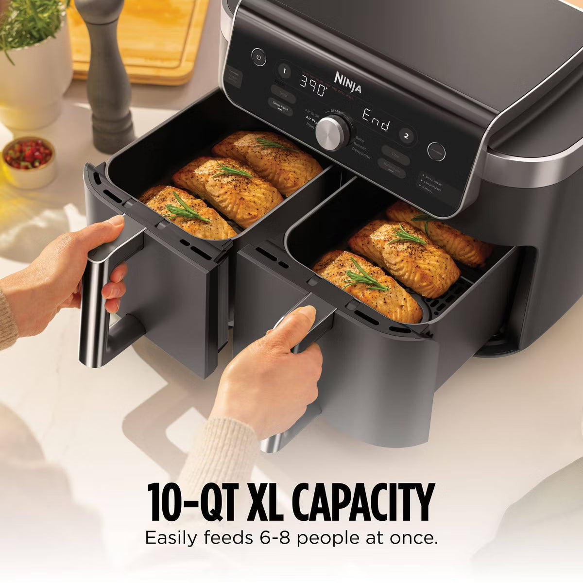 Air Fryer – 10qt Foodi DualZone 2-Basket Air Fryer Capacity – Black