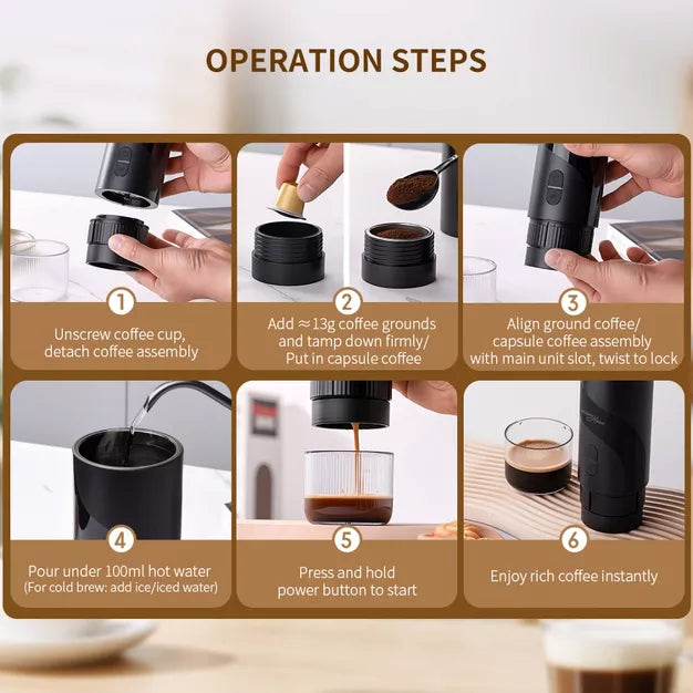 Espresso Machine – Home 2-in-1 Coffee Maker Combo – Black