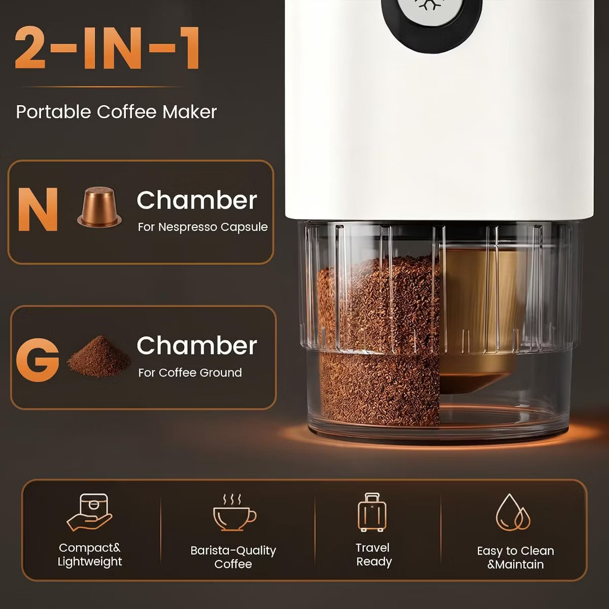 Espresso Maker – Culinvaro Portable Espresso Maker with Self Heating - 15 Bar Electric Travel Coffee Machine, 2-in-1