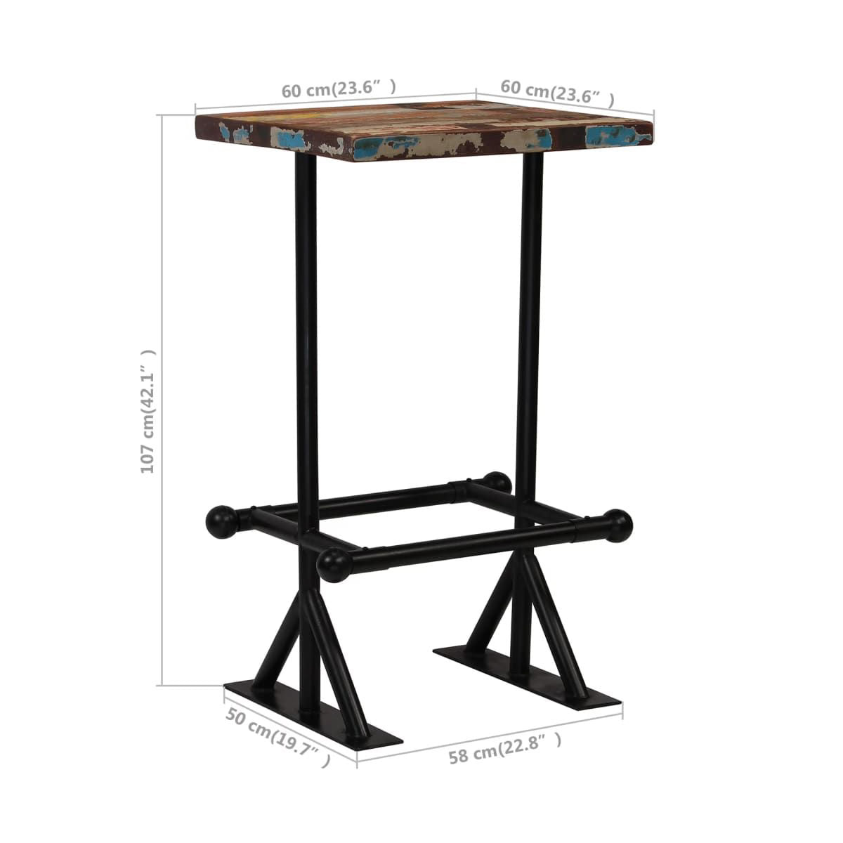 Bar Set Multicolour Solid Reclaimed Wood Medium Industrial