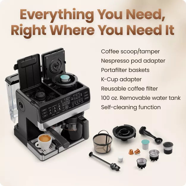 Coffee Maker – Coffee Station, Coffee Maker Espresso Machine Combo – Black