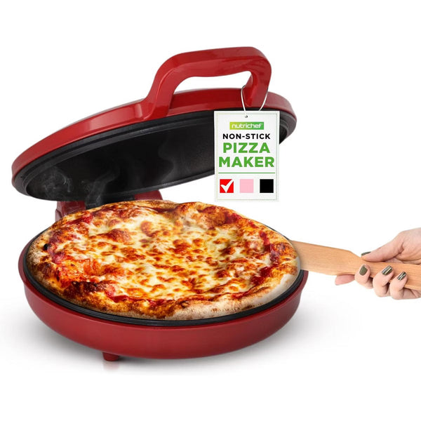 Pizza Oven – Electric Pizza Maker with Non-Stick Plate – Red