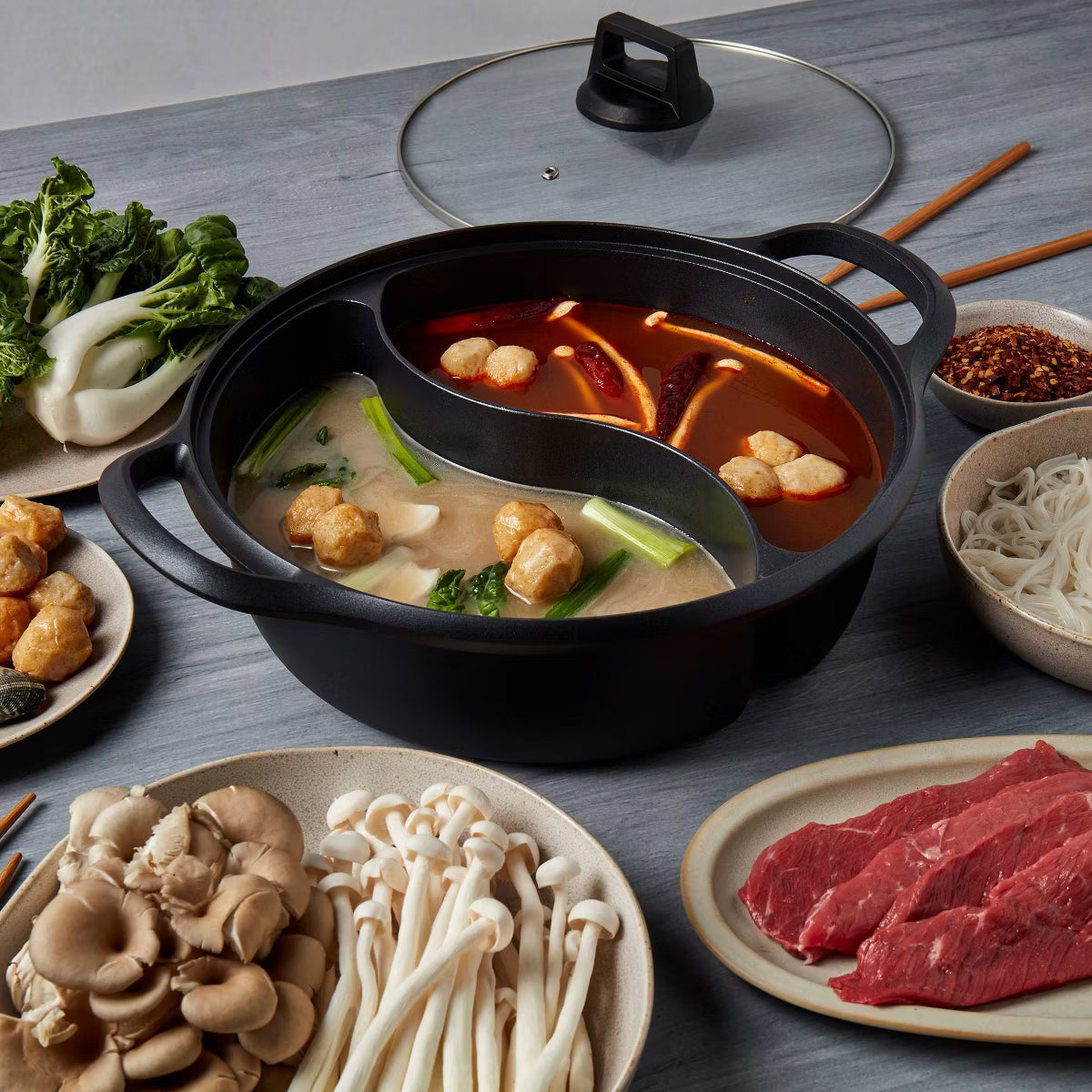 Tagine Pot – 12" 2-Section Covered Hotpot – Black