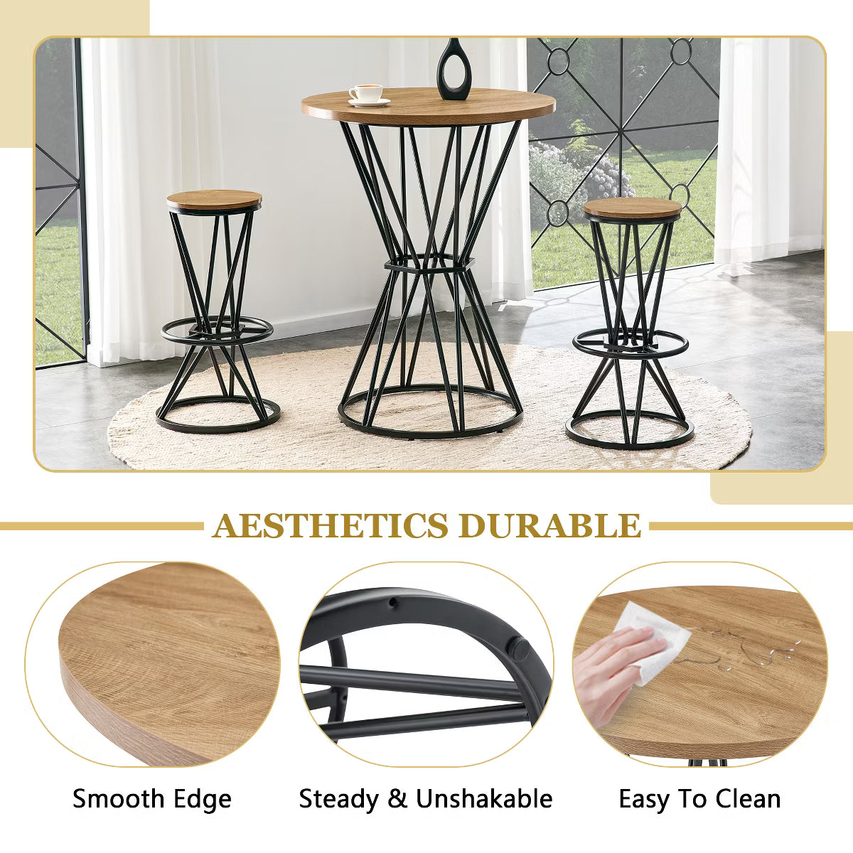 Dining Set – Culinvaro 3-Piece Bar Height Dining Set