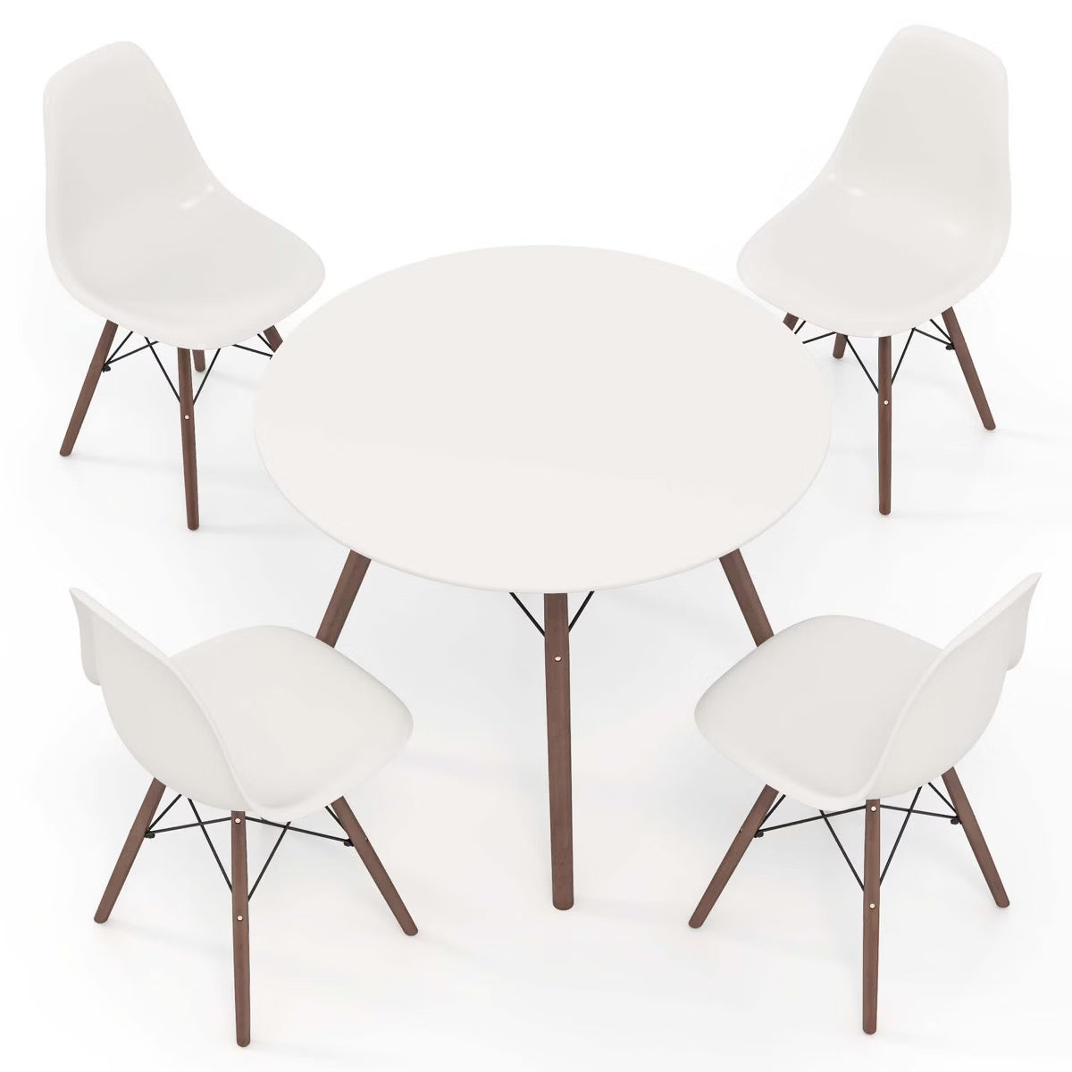 Dining Set – Culinvaro Dining Table Set Modern 5 PCS For 4 Round Dining Room Table Set with Solid Wood Leg