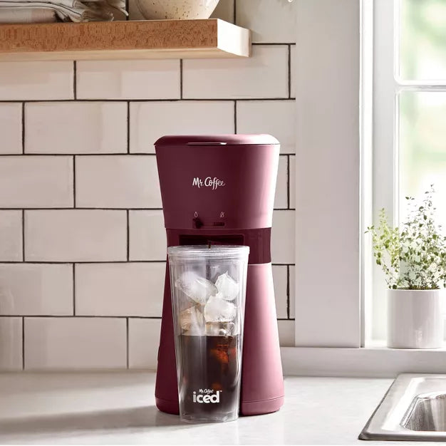 Cold Brew Coffee Maker – Iced Coffee Maker with Reusable Tumbler and Coffee Filter – Burgundy