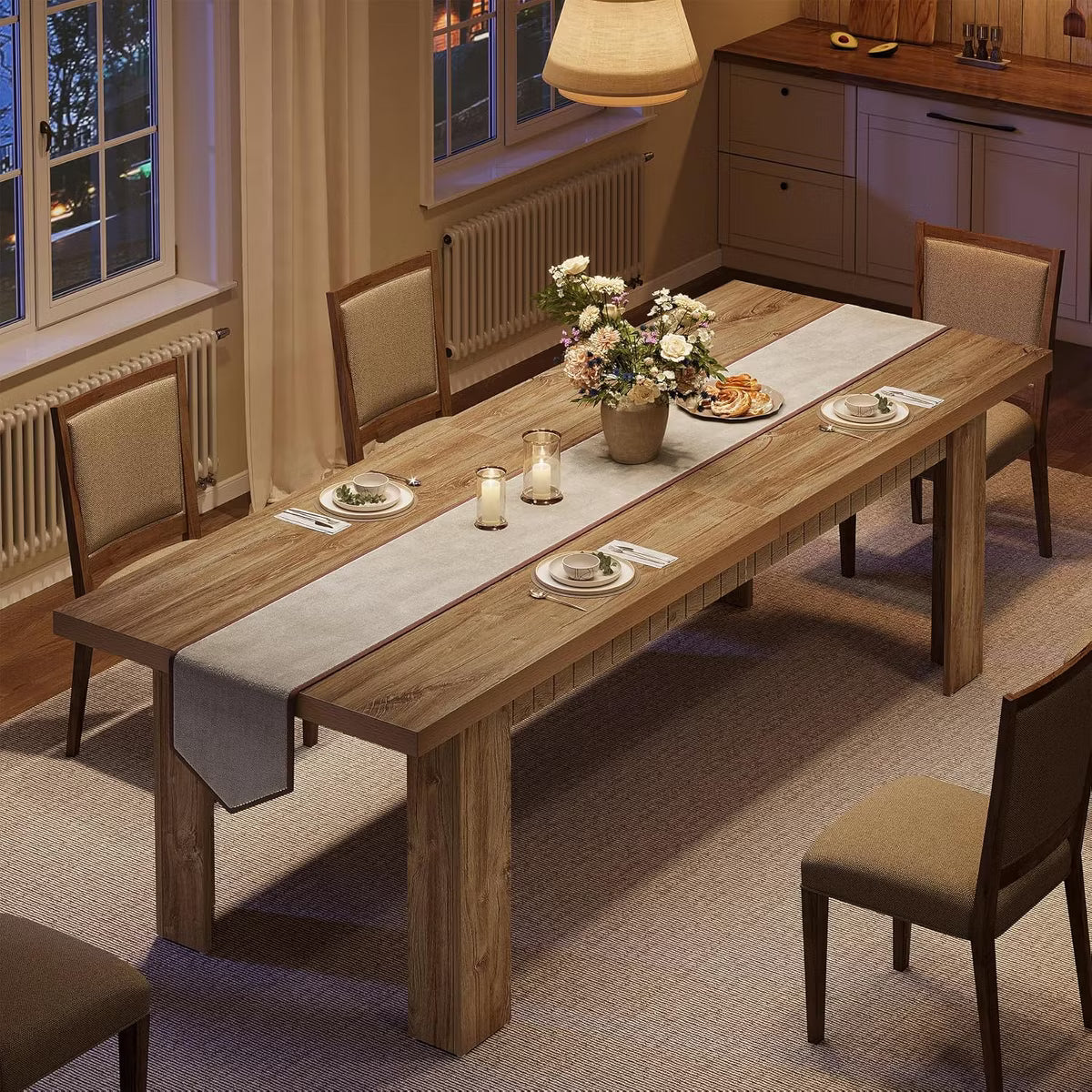 Dining Table – Culinvaro 79" Dining Table for 6-8 People, Rectangular Wooden Kitchen Dinner Table