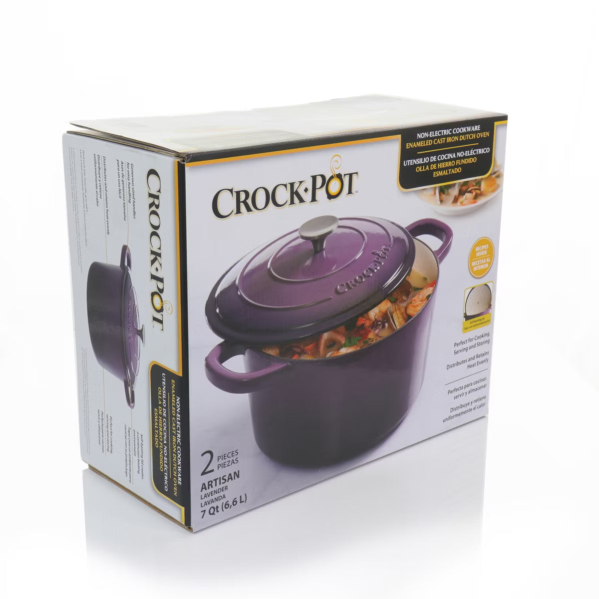 Dutch Oven – 2 Piece 7 Quart Enameled Cast Iron Dutch Oven with Lid – Purple