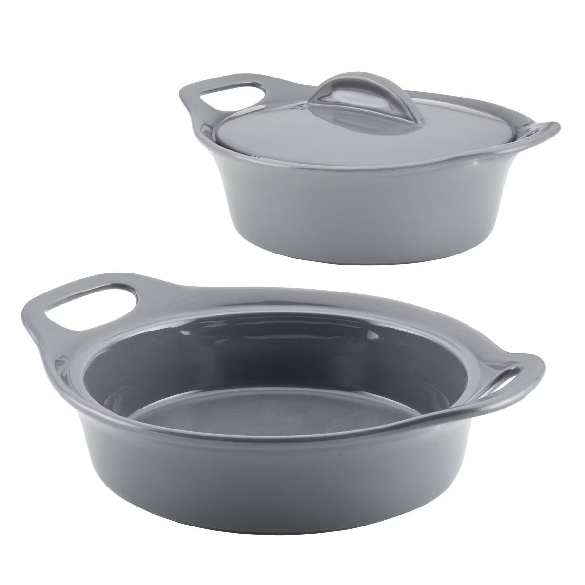Casserole Dish – 3pk Round Casserole Set with Shared Lid Dark – Gray