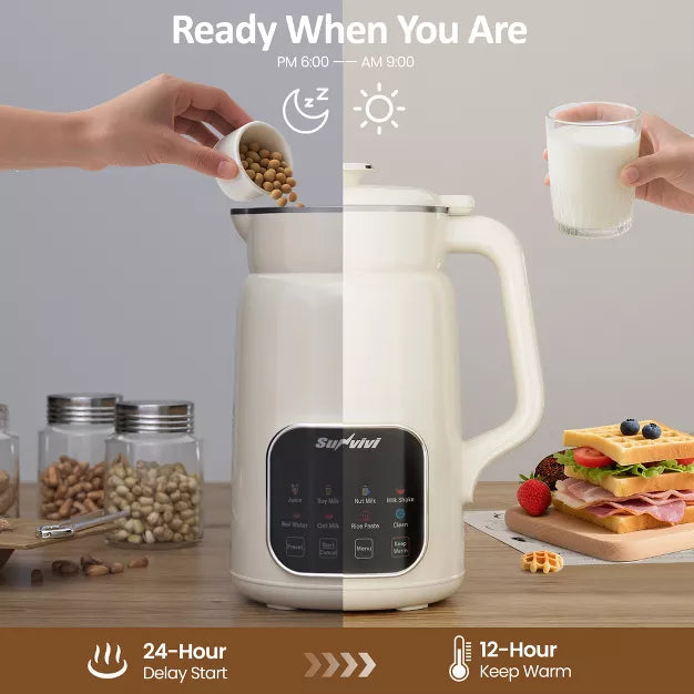 Soy Milk Maker – 8 in 1 Nut Milk Maker Mac8 in 1 Nut Milk Maker Machine: 60oz Soy Milk – White
