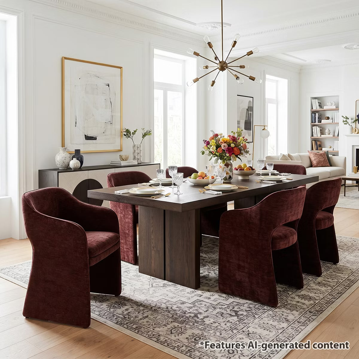 Modern Dining Chairs Set of 6, Fully Upholstered Brie Chenille Kitchen Chairs