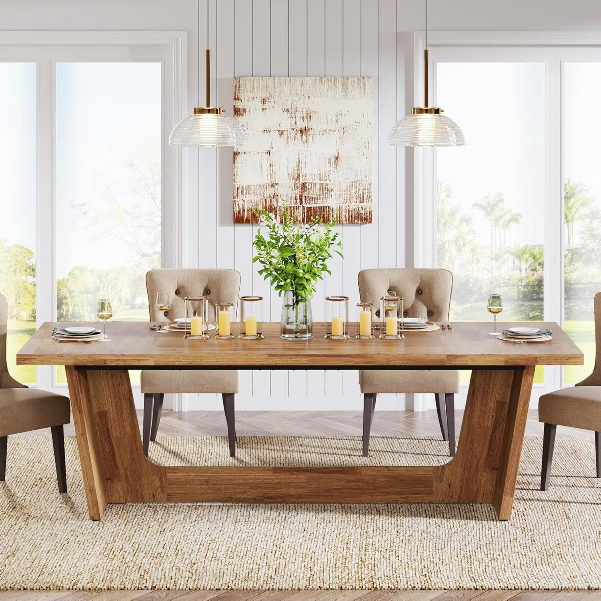 Dining Table – Culinvaro 70.9-Inch Wood Dining Room Table, Rectangular Farmhouse Dining Table