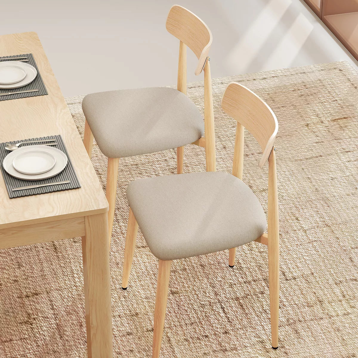 Dining Chair – Culinvaro Modern Upholstered Dining Chairs Set of 2 Linen Fabric Mid