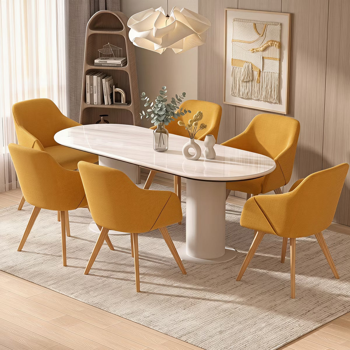 Swivel Dining Chairs Set of 2, Linen Upholstered Armchairs with Solid Wood Legs