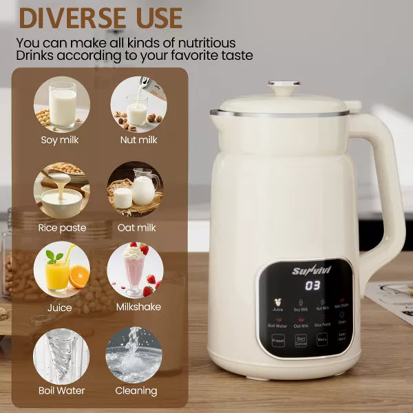 Soy Milk Maker – 8 in 1 Nut Milk Maker Mac8 in 1 Nut Milk Maker Machine: 60oz Soy Milk – White