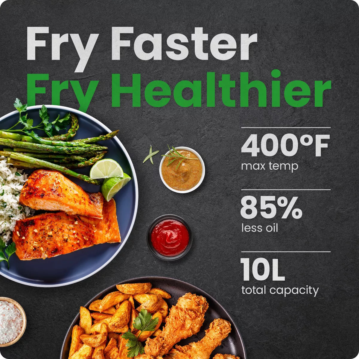 Air Fryer – Multifunctional Digital 10 Qt. Air Fryer+ Rotisserie, Fry – Black