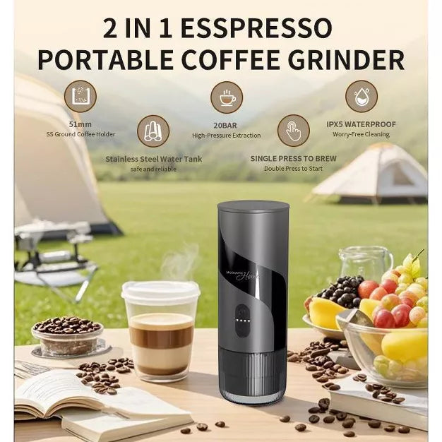 Espresso Machine – Home 2-in-1 Coffee Maker Combo – Black