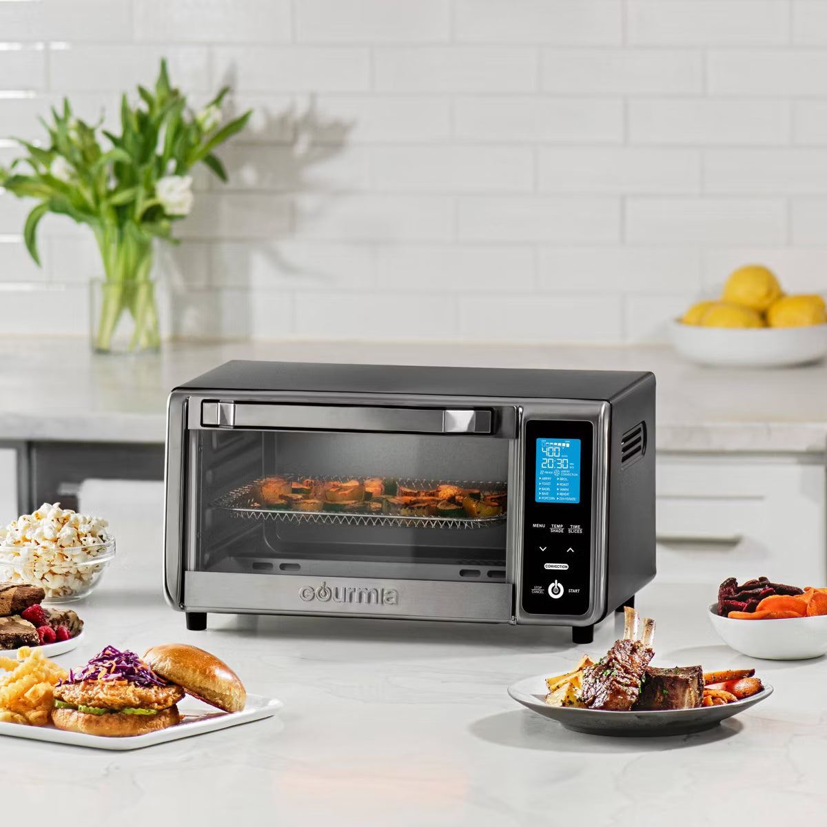 Toaster Oven – Digital 4-Slice Toaster Oven Air Fryer with 11 Cooking Functions – Silver
