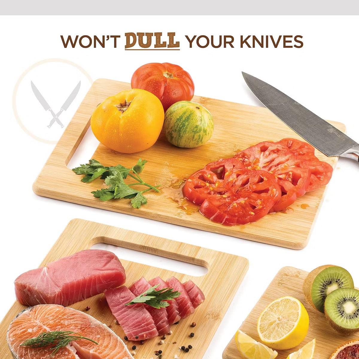 Cutting Board – Culinvaro Cutting Board Set, 3-Piece Wooden Chopping & Serving Tray for Food Prep