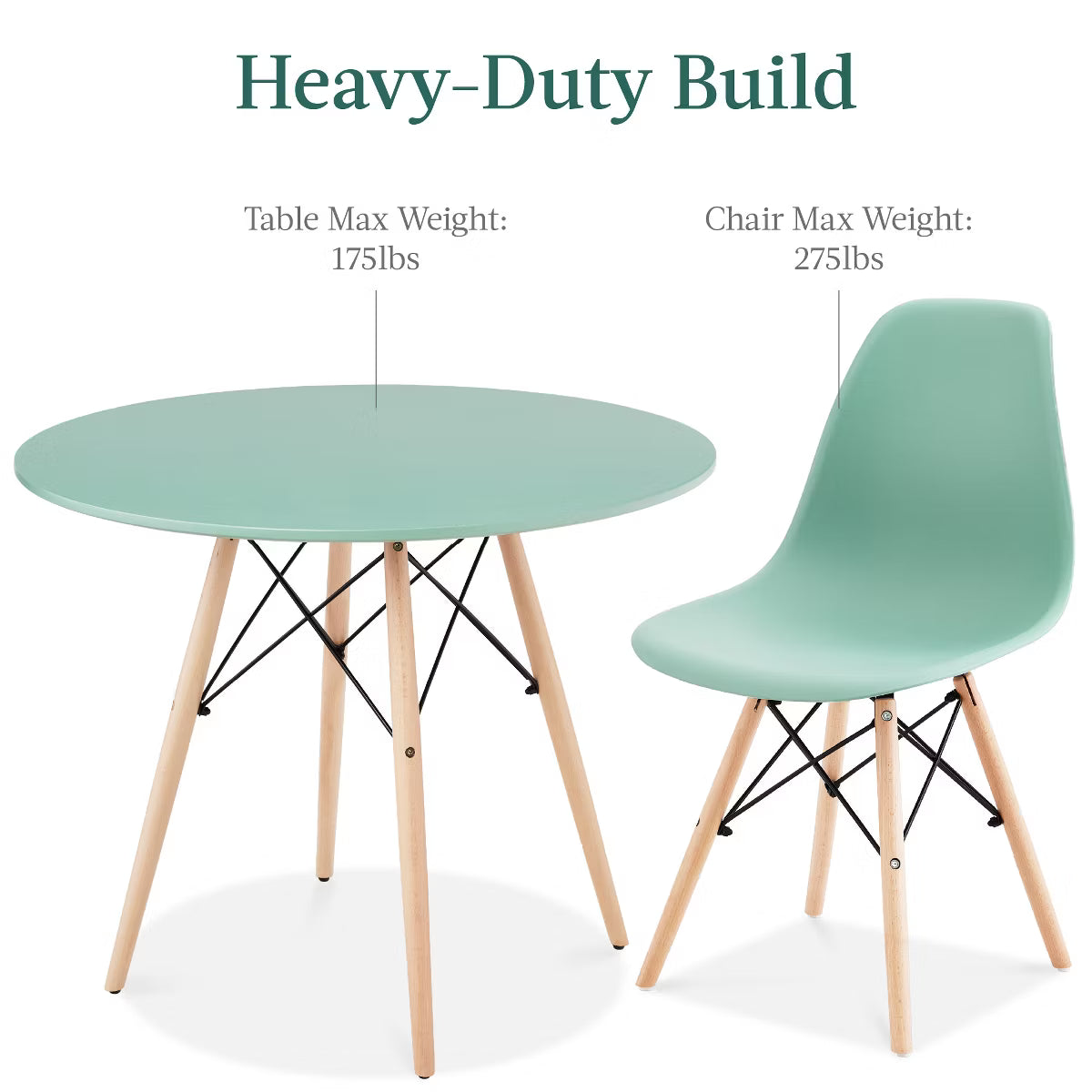 Dining Set – Culinvaro 5-Piece Compact Mid-Century Modern Dining Set w/ 4 Chairs" Light Green/Oak