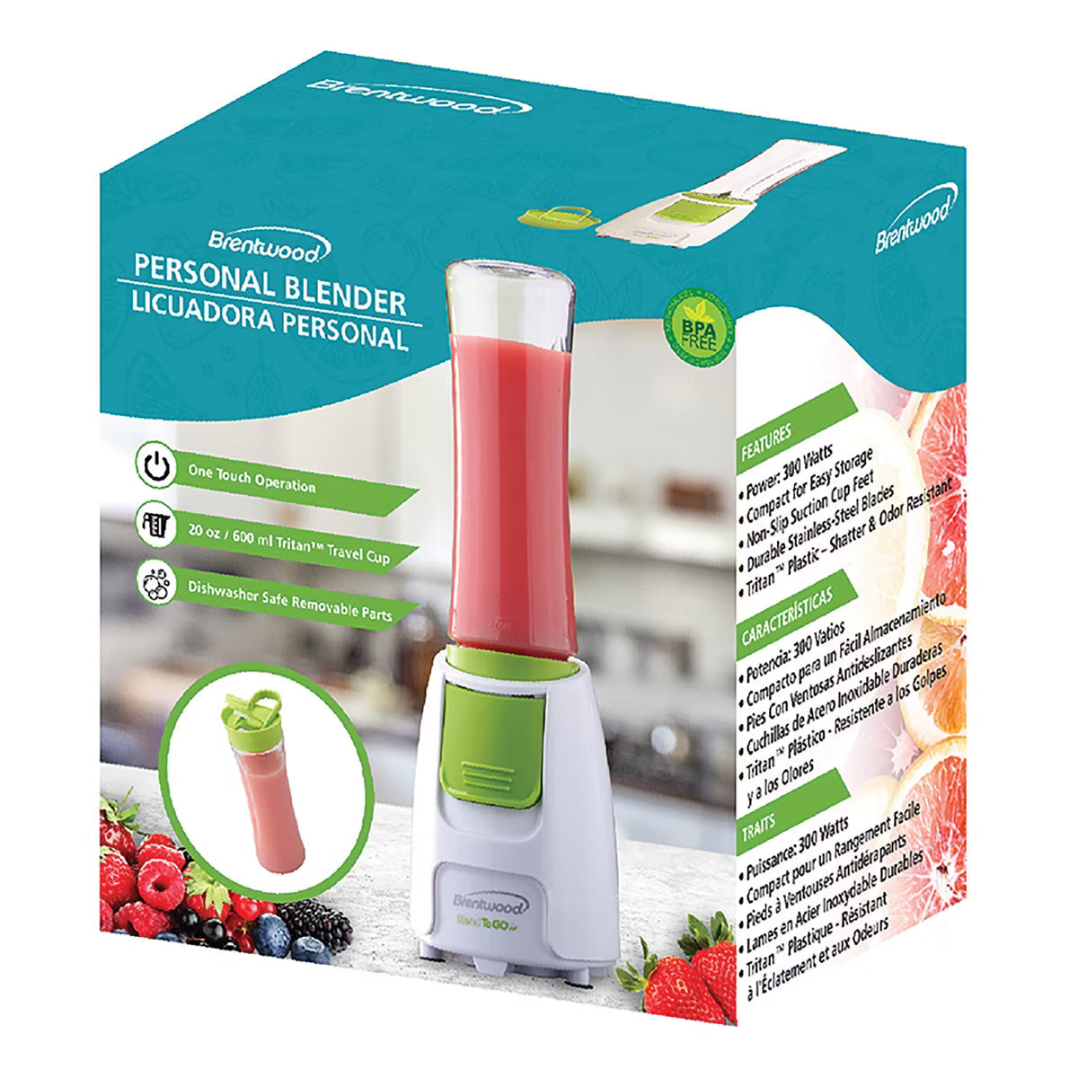Personal Blender – 00-Watt Blend-To-Go Personal Blender – Stainless Steel