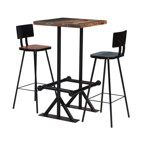 Bar Set Multicolour Solid Reclaimed Wood Medium Industrial