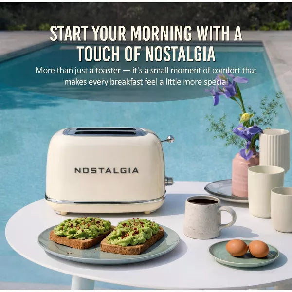 Toaster – Classic Retro 2-Slice Toaster – Cream