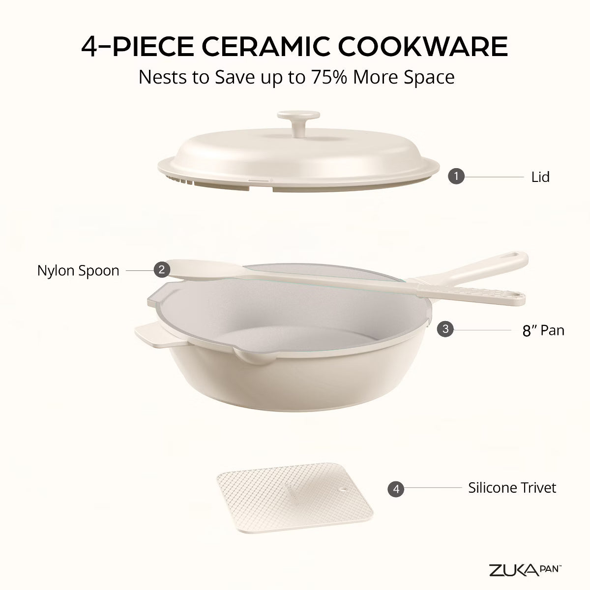 Frying Pan – Zuka Everyday Pan 8" Nonstick Multi – Cream